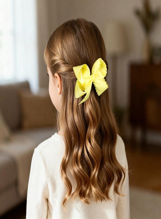 Miroksh 4in Lemon Yellow Hair Bow Clips for Girls, Grosgrain Ribbon Scalloped Edge Bow Alligator Hairpins Summer Dress Decor Accessory for Toddler Teens Women Easter Birthday Back School Gift - Image 5
